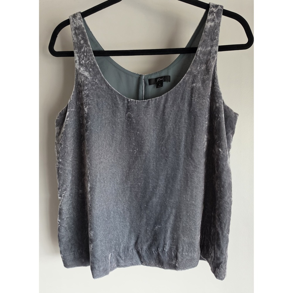 J.Crew Tank Top Women Size 4 Sleeveless Grey Velvet Camisole Blouse